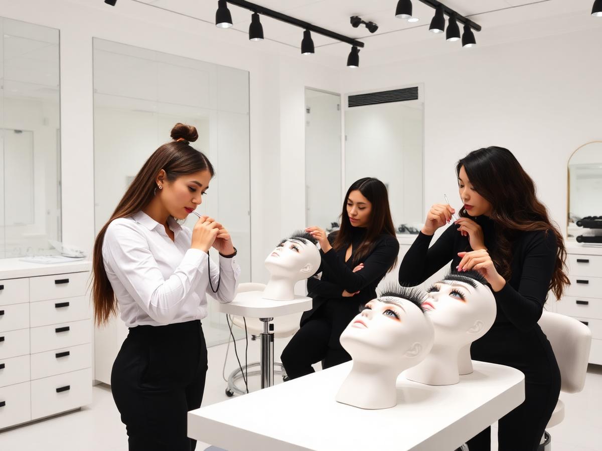 Lash extension training in the studio